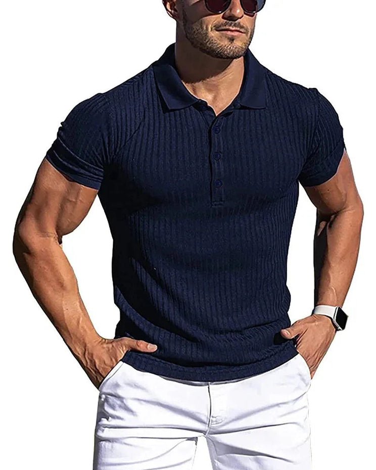 Polo Masculino Canelada Ezenziale, em azul escuro